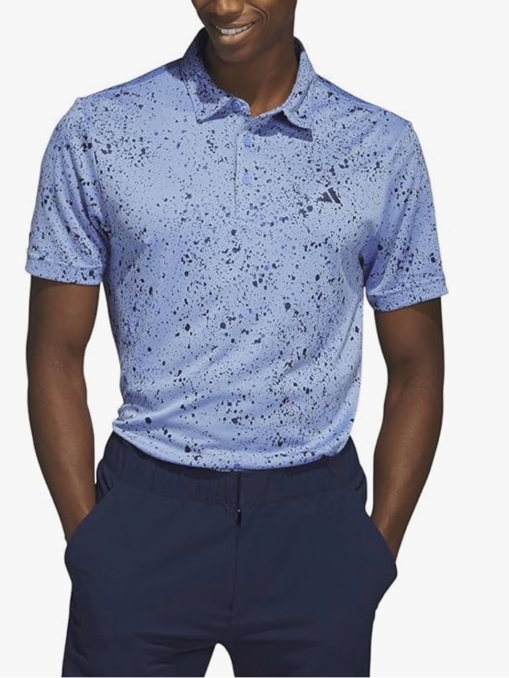 adidas Mens Jacquard Golf Polo Shirt Size Medium Splattered Performance Active
